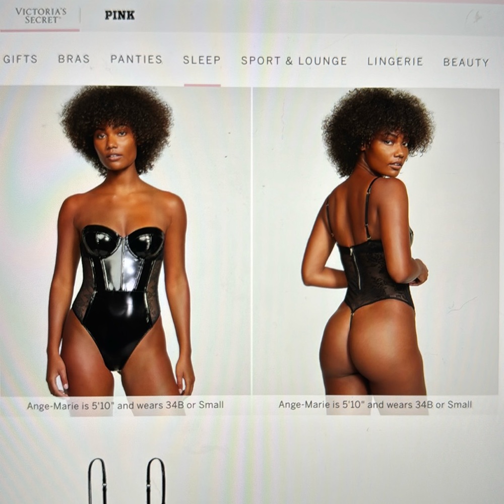 Victoria’s Secret – faux patent leather lace balconette teddy - medium